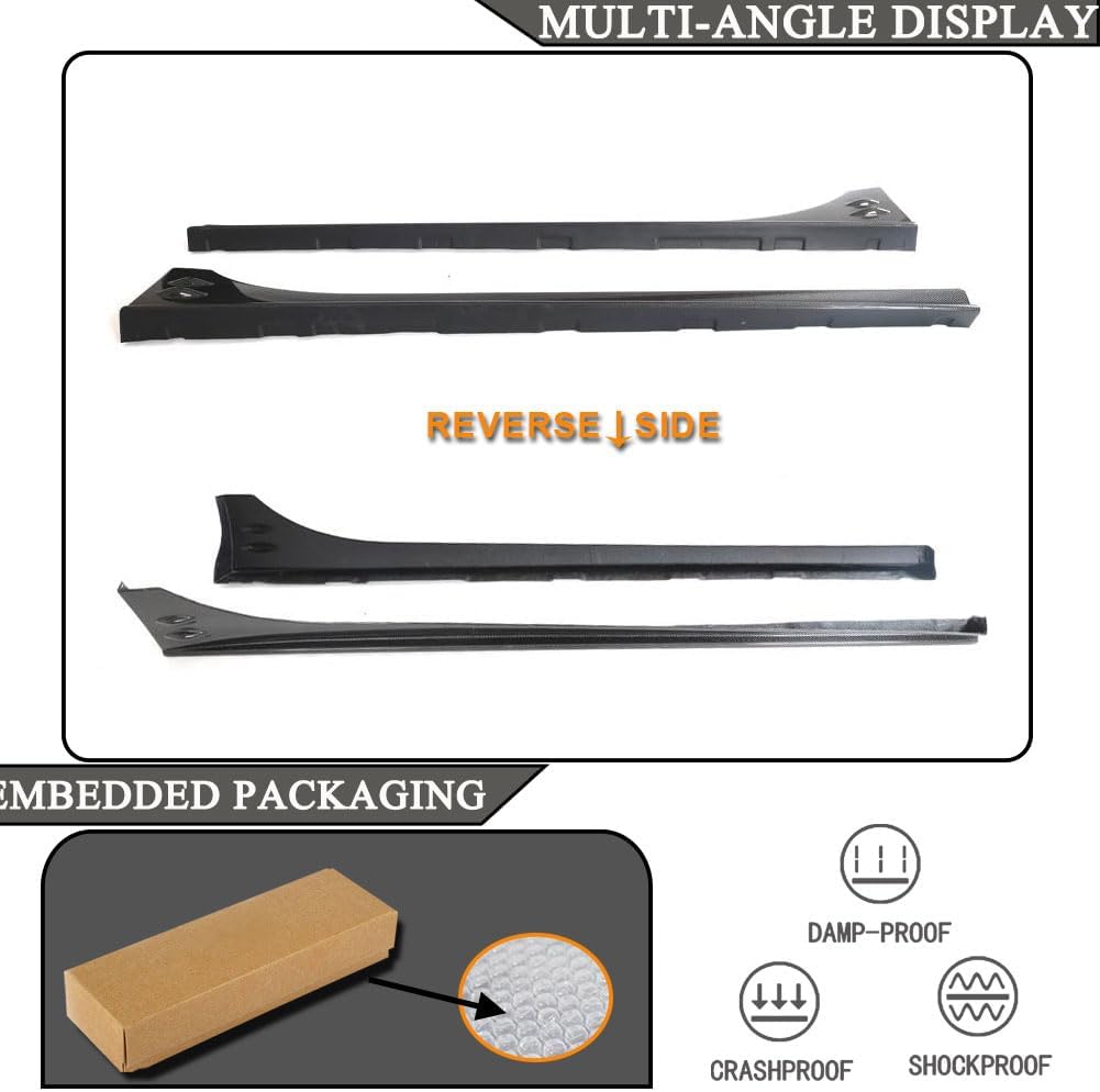 MCARCAR KIT Carbon Fiber Side Skirts fits for Subaru BRZ 2013-2020 Toyota FT86 GT86 Scion FR-S 2012-2020 Add-on Under Door Rocker Panels Valance Extension Lip