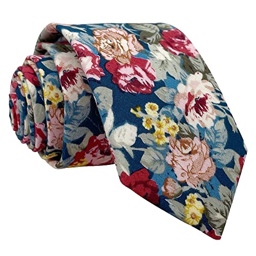 Image of Kebocis Mens Skinny Cotton Floral Tie for Men