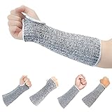 MIG4U Cut Resistant Sleeves 2 Pairs, Forearm Protection Level 5 Protective Guards with Hole for Working, Gardening, Mechanic