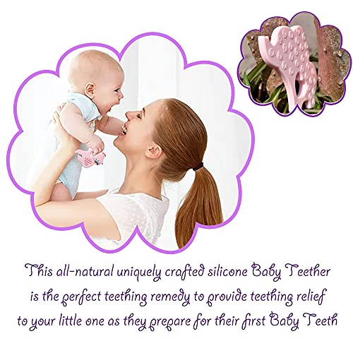 Bigspinach Soft Pink Elephant Teethers For Babies 0-6/6-12 Months Silicone Teething Toy Gift For Girls Gum Massager Anxiety Relief Items #TOP3