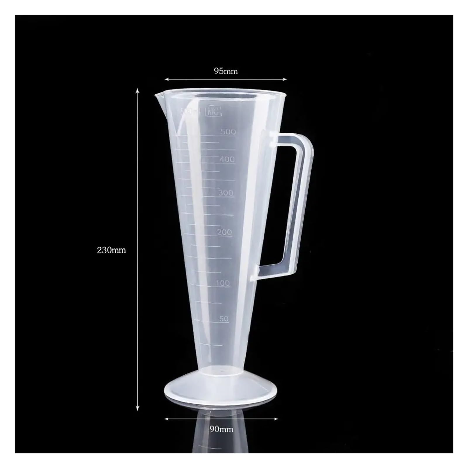5 Stück PP-Flüssigkeitsmessbecher, 25/50/100/250/500 ml, große Kapazität, Kunststoff-Wellbecher, transparent, stapelbar, Messbecher Für Labor Küche(500ml)
