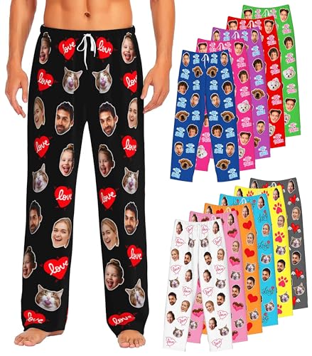 Custom Face Pajamas for Men Women, Personalized Funny Soft PJ Bottoms Gift, Birthday Festival Breathable Custom Pajama Pants