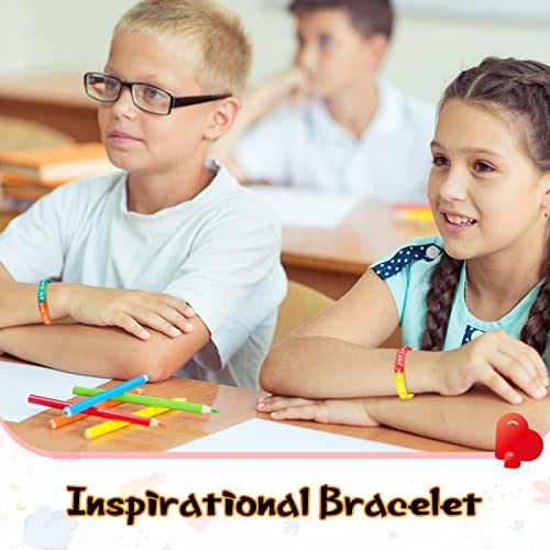 32 Pieces Inspirational Rubber Bracelets Motivational Quote Silicone Wristbands Colored Inspirational Stretch Bracelets Assorted Unisex Wrist Bands For Men Women Christmas Birthday Party Supplies #TOP6