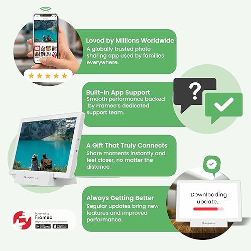 Image of Avyona 10.1 inch Smart WiFi Digital Photo Frame | 3000mAh Battery | 32GB Storage | HD IPS Touchscreen | Frameo App for Instant Sharing Photo & Video | Auto-Rotate, Frost White