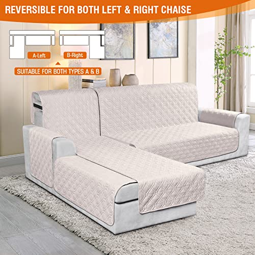 Vansofy Sectional Couch Covers 100% Waterproof L Shaped Sofa Slipcover 3Pcs Reversible Chaise Lounge Cover For Sectional Sofa Furniture Protector Cover For Pets Dog Cat(Small, Light Apricot) #TOP1