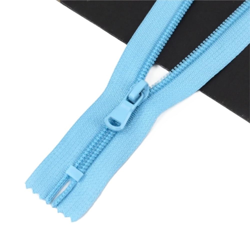 Zip Fastener 10Pcs 5# Nylon Zippers, Silence Close-end for Jacket(SkyBlue,15cm)
