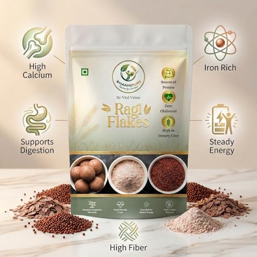 Image of Bhaani Pure (By Vital Venus) Ragi Flakes 100 gm | Gluten-Free Finger Millet Poha | High Fibre Nutritious Breakfast Cereal | Healthy Ragi Cereal