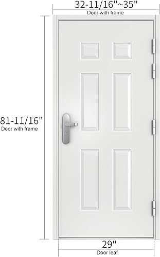 Miniatura 3 de VIZ-PRO Puerta de Seguridad de Montaje Rápido de Acero con Marco y Herrajes, 6 Paneles Blancos con Bisagras a la Derecha que se Abren Hacia Afuera,