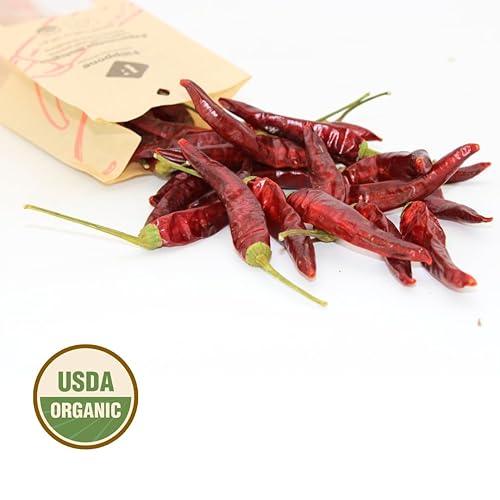 Miniatura 3 de FILIPPONE - Pimientos secos enteros orgánicos, en tallo, 25 g (0.88 oz), Pepperoncino siciliano picante con aroma y sabor intensos, decoración