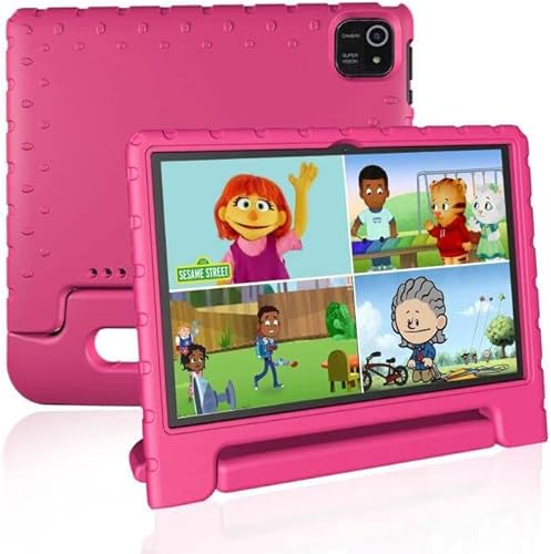 JREN Kids Tablet, 10" Tablet pc,IPS HD Display 1280 X 800,1080p, Ram 2GB and 32GB Storage, Bluetooth, Wi-Fi,Kidoz Pre-Installed, Dual Cameras,Color Pink