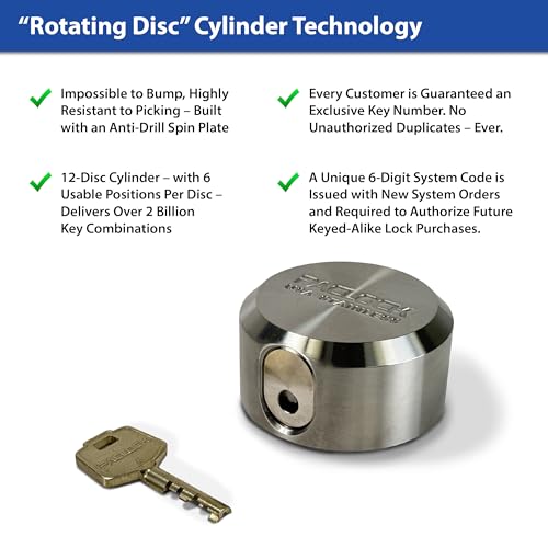Image of PACLOCK's 7-Series Flat Back Puck w /Tapped Holes, High Security Rotating Disc, Manufacturer-Controlled Key Assigning, Exclusive Key Number, U-Pick! Keyed Alike w / 1 Key, Black