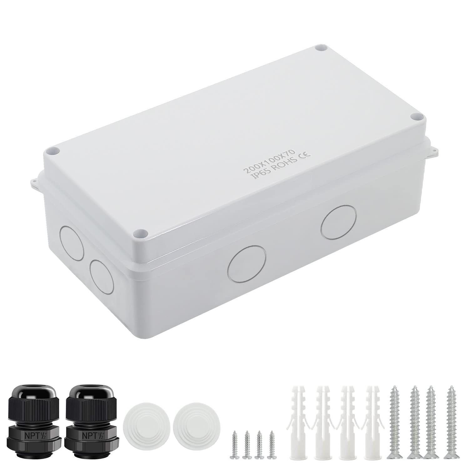 LeMotech Junction Box, Electrical Box IP65 Water Resistant Dustproof ABS Plastic Project Enclosure for Electronics White 7.9 x 3.9 x 2.8 inch