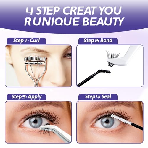 Lash Extension Kit, DIY Lash Extension Kit, 320pcs Individual Lashes Clsuters Kit D Curl Eyelash Extension Kit with Bond and Seal and Lash Applicator Tool, Lashes Kit for Self Application at Home - Image 5