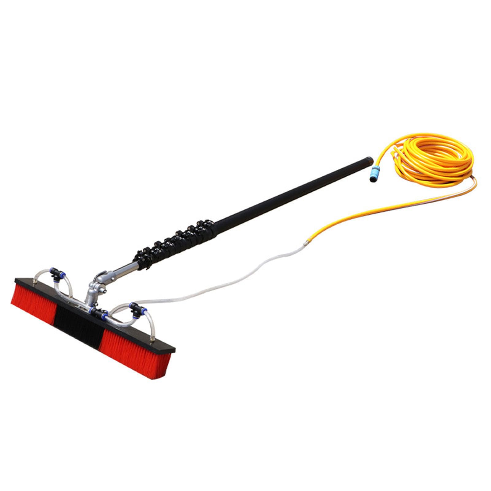 Set di spazzole telescopiche per la pulizia dei pannelli solari fotovoltaici, spazzola rotante ad acqua con connettore per tubo, ideale per la manutenzione dei moduli fotovoltaici.