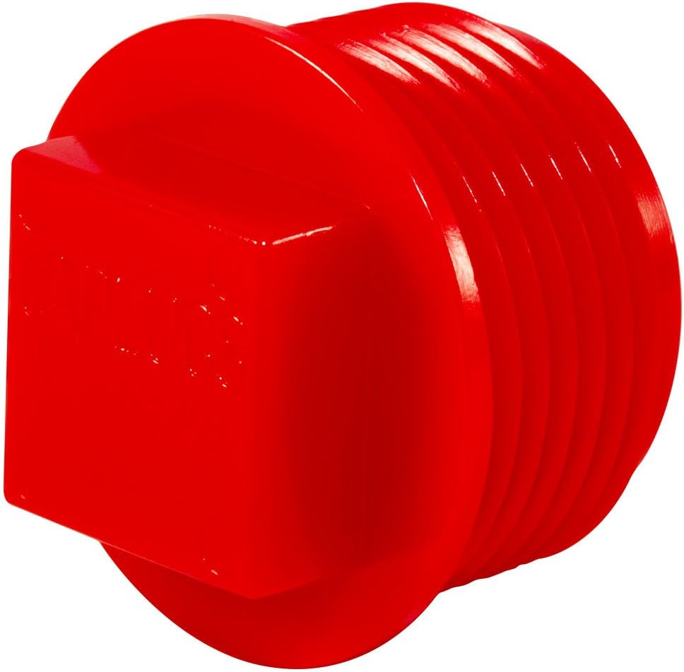Caplugs P-48 P Series Plastic Threaded Plug for Pipe Fittings, HD-PE, to Plug Thread Size 1/2" NPT, Tapered & Straight, Temporary Seals, Thread Protection, Leak Prevention, Red (Pack of 50)