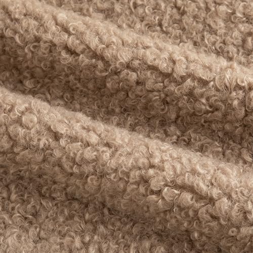 Image of Pack of 2 Curly Teddy Wool Faux Fur Throw Pillow Covers Fuzzy Accent Soft Sherpa Pillowcases Sheepskin Fleece Decorative Cushion Case for Sofa Couch Living Room 20x20 Inch Khaki