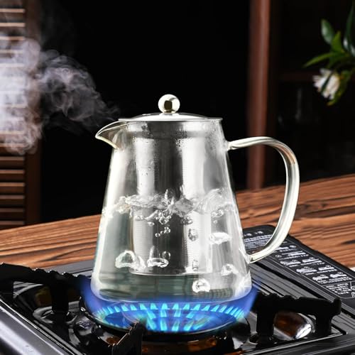 Image of Baalaka Glass Teapot 18.6oz /550ml, Tea Pot with Removable Infusers for Loose Tea, Borosilicate Glass Tea Kettle Tea Maker Stovetop for Camping, Tea Infuser for Loose Leaf Tea Travel