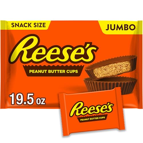 REESE'S Milk Chocolate Snack Size Peanut Butter Cups, Candy Jumbo Bag, 19.5 oz