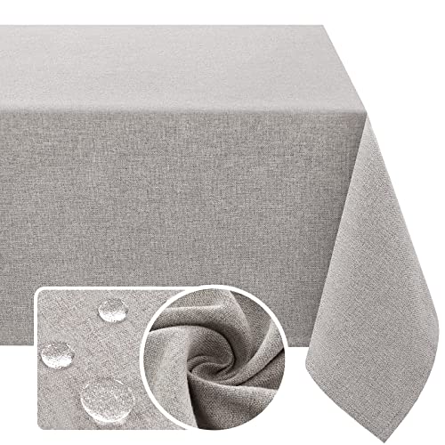 H.VERSAILTEX Linen Textured Tablecloth 60 x 120 Waterproof Decorative Table Cloth Spill-Proof Linen Look Cover for Party Table Extra Soft and Thick Fabric Wrinkle Free, Heather Taupe