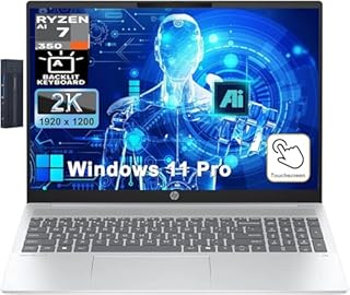 HP Omnibook 5 16" 2K Touchscreen Copilot+ Laptop, AMD Ryzen AI 7 350, 16GB RAM 1TB SSD, HDMI, Wi-Fi 6, Bluetooth 5.4, Backlit Keyboard, Webcam, 256gb 9H Docking Station, Windows 11 Pro, Silver
