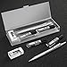 Nicpro 2 PCS Mechanical Pencil 0.5mm & 0.7 mm with Case, MP1000 Metal Artist Pencil Set with 4 Tubes HB Lead Refills, 2 Erasers, 9 Eraser Refills For Art Writing Drafting, Drawing, Sketch, Silver