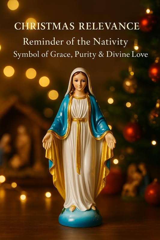 Image of Immaculate Mary Figurine | Christmas Prayer Statue, Marble-Look Decorative Showpiece for Home Office, Car Dashboard Idol, Spiritual Blessing Idol & Christian Gift Item