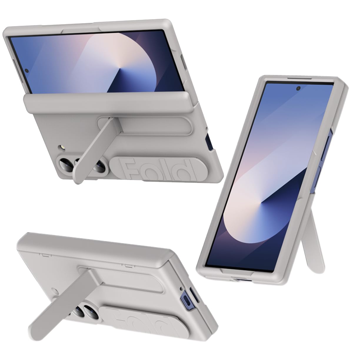 Protection Galaxy Fold 6 coque anti-chute avec dragonne et support - Or