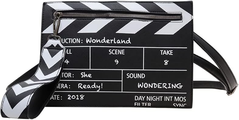 Movie Clapper Envelope Board Wristlet Handbag,Scene Crossbody Bag, Film Cut Action Clutch Shoulder Bag
