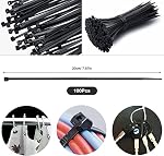 181pcs Kits de gestion de câbles, 100 Liaisons de fixation avec câble 4 Manches de l'organisateur de fil, 10pcs et 2 Cravates autocollantes 35 Câblodistribution 10+15 pour l'électronique de bureau