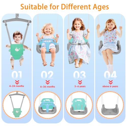 Image of 4 in 1 Toddler Swing Set & Baby Jumper, Foldable Swing Set for Backyard