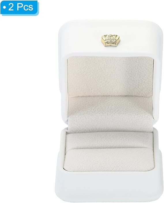 PATIKIL Velvet Ring Box 2 Pack Wedding Ring Box Jewelry Holder White