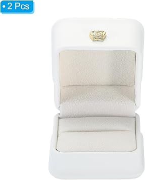 PATIKIL Velvet Ring Box 2 Pack Wedding Ring Box Jewelry Holder White