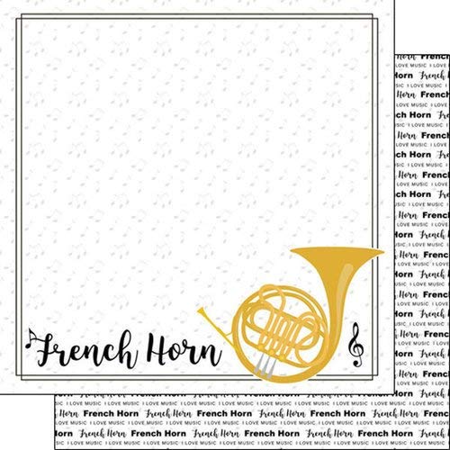Scrapbook Customs French Horn Notes Music (38759) 12 inch x 12 inch