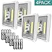 LED Night Light, ANKO 200 Lumen COB Emergency lights Switch Cordless Portable with Battery, Magnetic, Sticker for Wardrobe, Camping, Kitchen, Garage, Attic, Night Reading and More (4 Pack)
