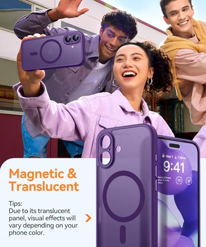 Image of CANSHN Magnetic for iPhone 17 Case, Upgraded [Full Camera Protection] [Compatible with Magsafe] [Translucent Matte] Shockproof Protective Phone Case for iPhone 17 - Deep Purple