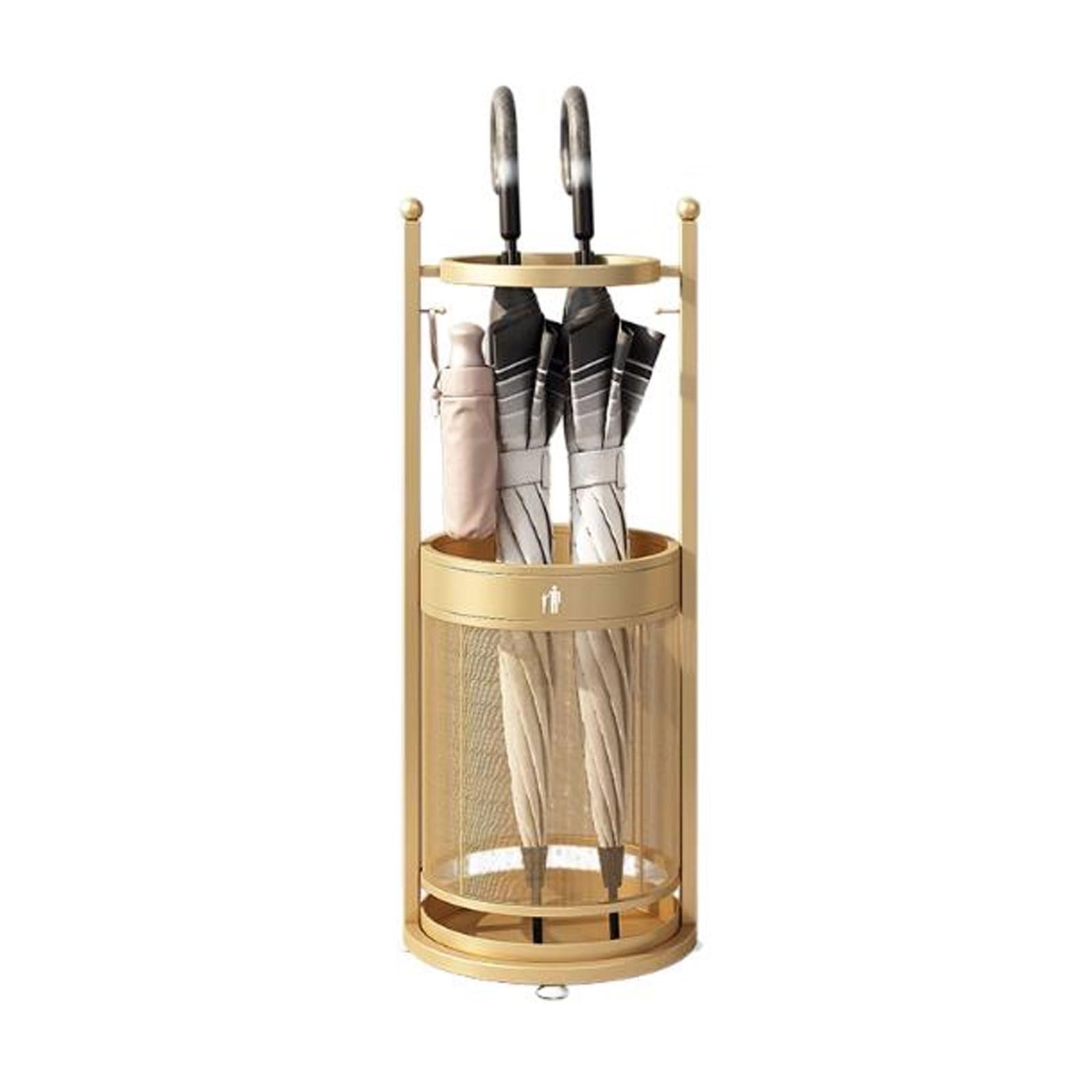 CJHFR472SG Umbrella Rack Holder Umbrella Stand Home Office Hallway Storage With Hooks Office(Gold)