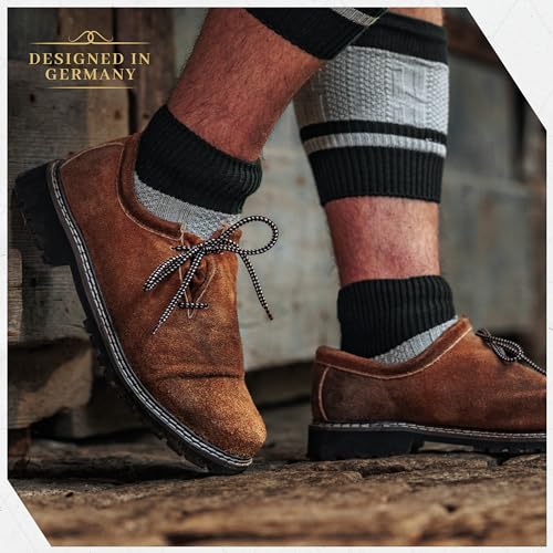 Image of BAVARIA TRACHTEN Lederhosen Boots - Haferl Authentic German Shoe for Oktoberfest Outfit - Real Leather Dark Brown