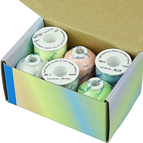 Simthread Glow In The Dark Machine Embroidery Thread 1000Yards(1000M) 5 Spools Set 30Wt For Halloween Christmas Embroidery And Sewing Machines #TOP6