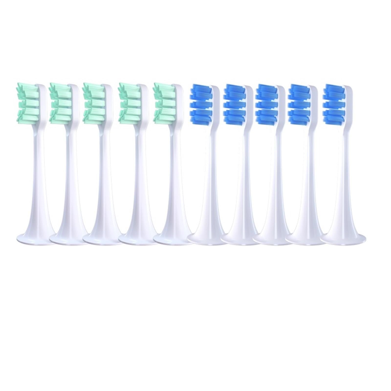 tianwandong 10 sztuk wymiennych końcówek do szczoteczki elektrycznej T300/500 Sonic Soft DuPont Bristle Wymienna końcówka do szczoteczki do zębów(5Green5BlueD)