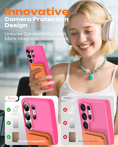 Image of TOCOL for Samsung Galaxy S26 Ultra Case, Compatible with Magsafe, Built-in Magnets, Drop Protection, Slim Translucent Matte for S26 Ultra Phone Case 6.9 inch (Hot Pink)