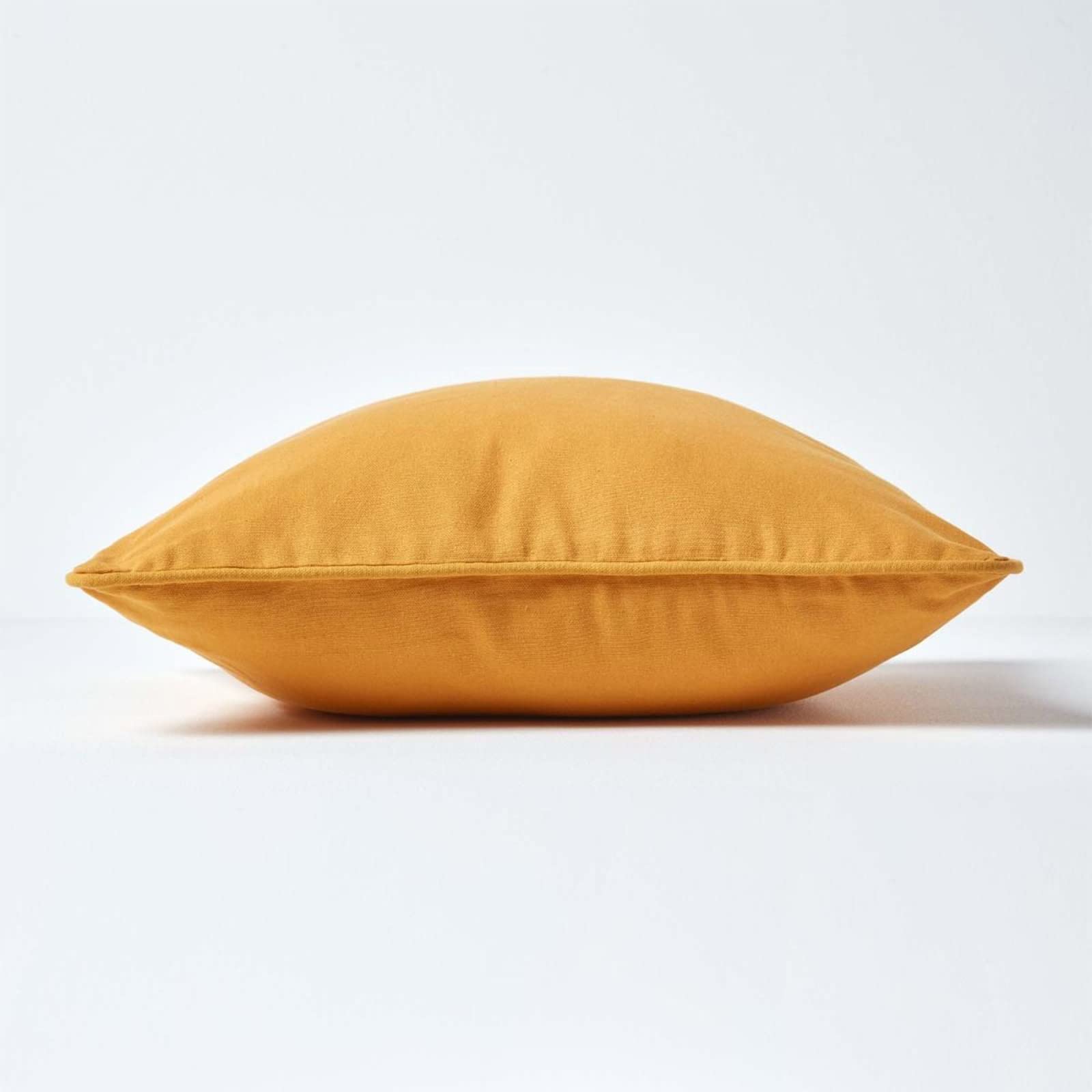 HOMESCAPES Copricuscino 60x60 cm in 100% Cotone – Fodera Decorativa con Cerniera Invisibile – Giallo Senape – Lavabile in Lavatrice
