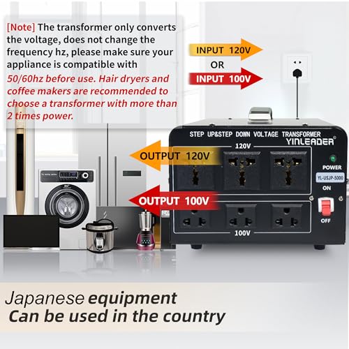 Image of Yinleader 120V to 100V US to Japan Voltage Converter Step Down /Up Transformer for Japanese Industrial or High-Power Use in US(5000W)