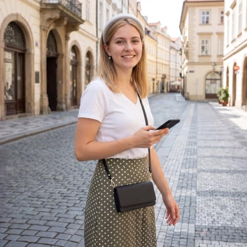 Image of nuoku Women Small Crossbody Bag Cellphone Purse Wallet with RFID Card Slots 2 Straps Wristlet