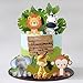Jungle Safari Animal Cake Topper with Lion Giraffe Monkey Elephant Zebra for Wild Animals Themed Birthday Baby Shower Party Supplies (STYLE 1)