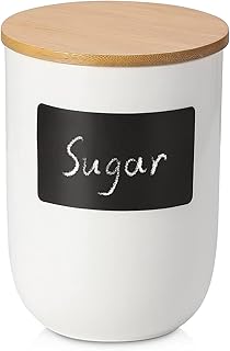 DOWAN Coffee Canister, 23 OZ (680 ML) Kitchen Canisters with Airtight Lid & Chalkboard, Farmhouse White Ceramic Canisters,...