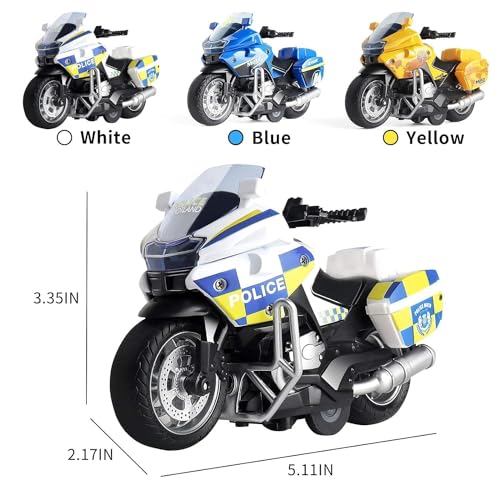 Image of Police Motorcycle Toy - Pull Back Motorcycle Toys, Tiny Gift with Music Lighting, Latte Motorcycles Toy for Kids Boys Age 3-8 Year Old [Multicolor] (Moto-Fighting-Multicolor)