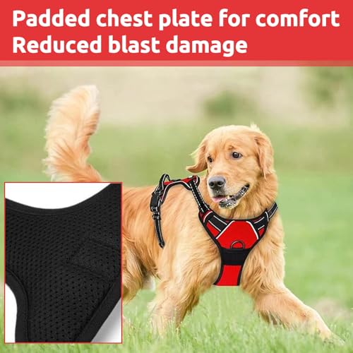 HTTDSLF Arnes Perro Mediano Grande, Arnes Antitirones Perro, Chaleco Acolchado Ajustable, Transpirable con Cinta Reflectante, Rouge, XL - imagen 4