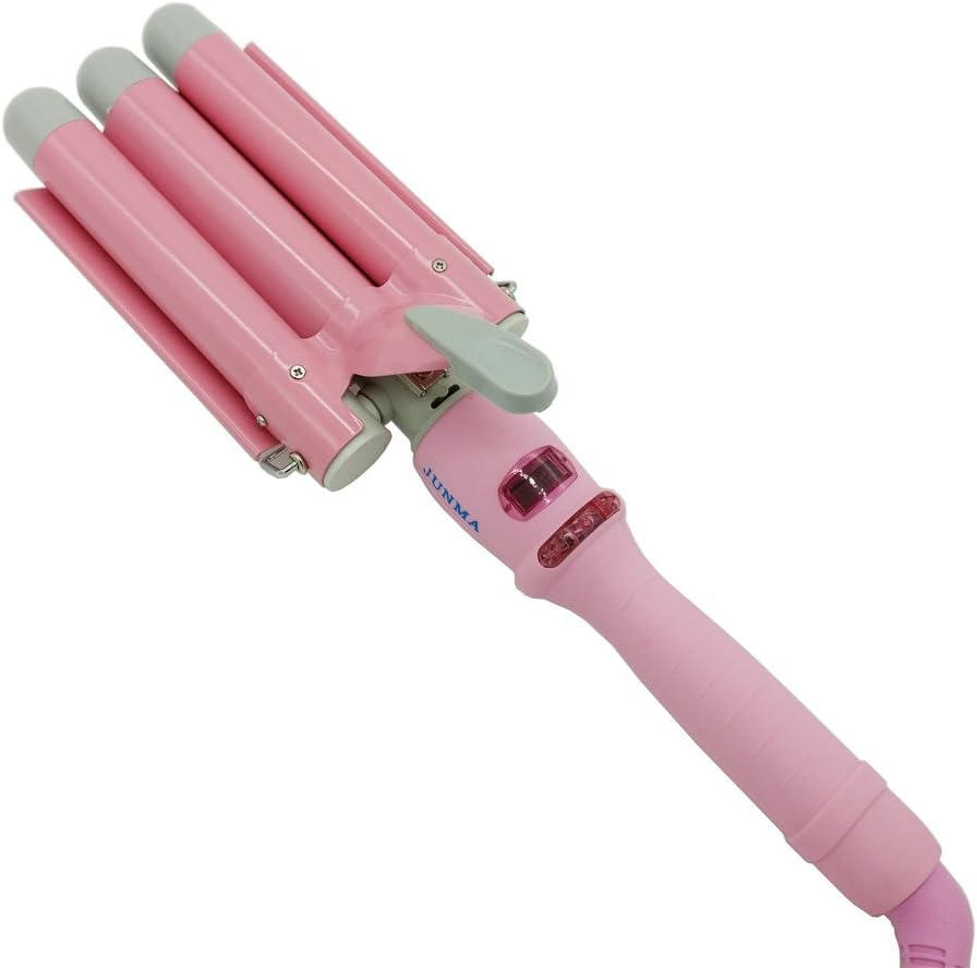 3 Barrel Hair Curling Iron Waver Wand Hair Curling Tools Hair Curler (25mm, Pink)