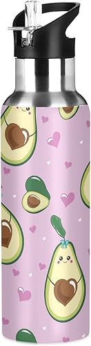 xigua Botella de agua de aguacate con tapa de pajilla, termo de acero inoxidable aislado al vacío para deportes, ciclismo, senderismo, escuela,