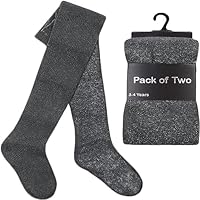 ITRAT® 2 Pairs Kids Girls Cotton Tights - Winter Warm Super Soft School Uniform Tights (Grey 7-8 Years)